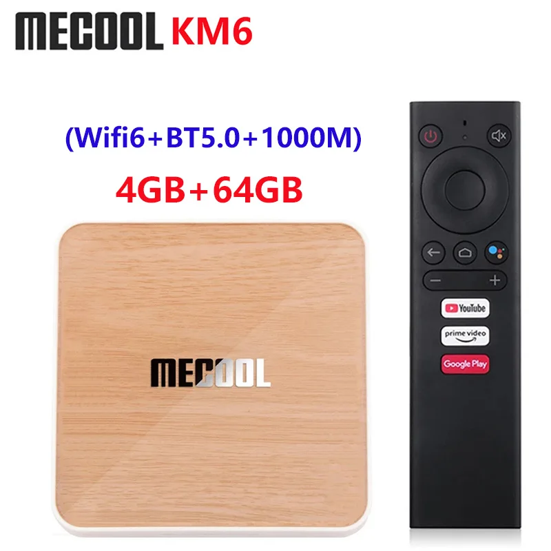 

Смарт ТВ-приставка MECOOL KM6 Amlogic S905X4 Android 10 4 Гб 64 Гб WIFI6 телеприставка Bluetooth 4K HD медиаплеер