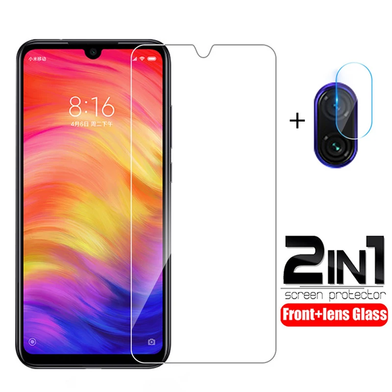 Защитное стекло 2 в 1 для xiaomi закаленное защиты экрана Redmi Note 7 8A 7A 8T объектива