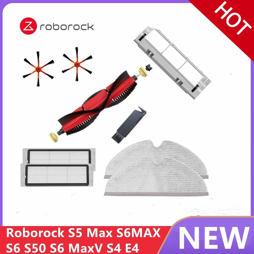

Новинка 2021roborock S6MAX S5 Max аксессуары Съемная основная щетка, силиконовая боковая щетка моющийся фильтр для S6 S50 S6 MaxV S4 E4
