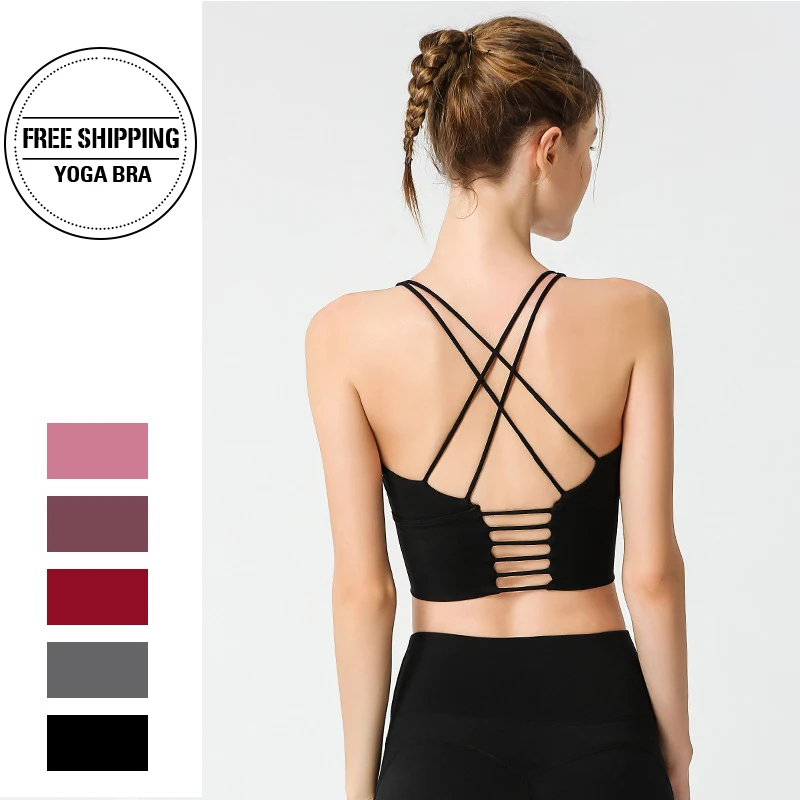 Спортивный бюстгальтер для фитнеса женщин с эффектом пуш-ап однотонный