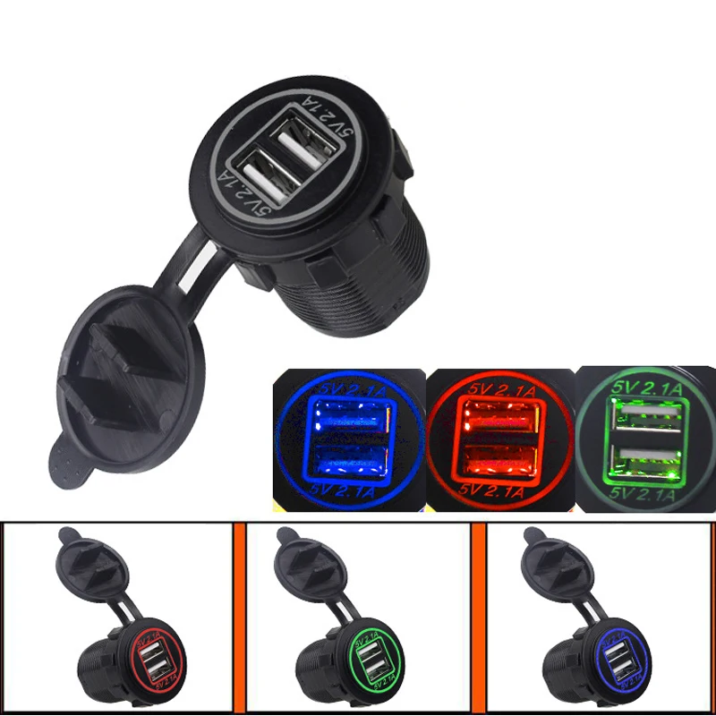New Cigarette Lighter Socket Splitter 12V-24V 2 Port USB Car Charger 5V 4.2A output with led light Power Adapter LED Display | Автомобили