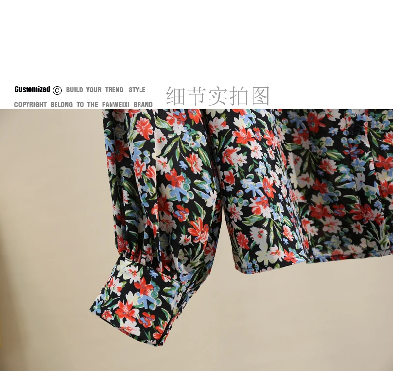 

Women Button Up Shirt 2021 New Thin Tops Mujer Camisas Lantern Sleeve Oil Painting Print Chiffon Shirt Long Sleeve Shirt Women