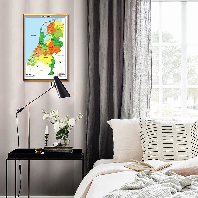 

Canvas Poster Dutch Series Netherlands Map 42*59cm Bright Color Wall Painting Home Decoration for Education School Supplies