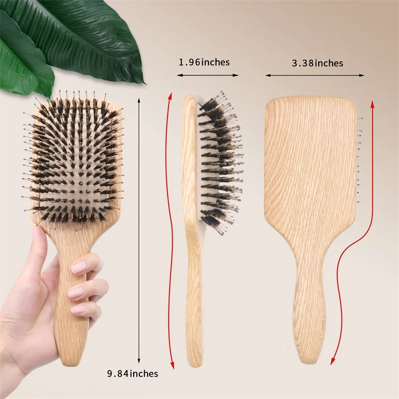 

1PC Peine Madera OAK Wood HairBrush Wood Comb Brosse Sanglier Brush Hair Extension Airbag Brush Boar Bristle Brush Straightener