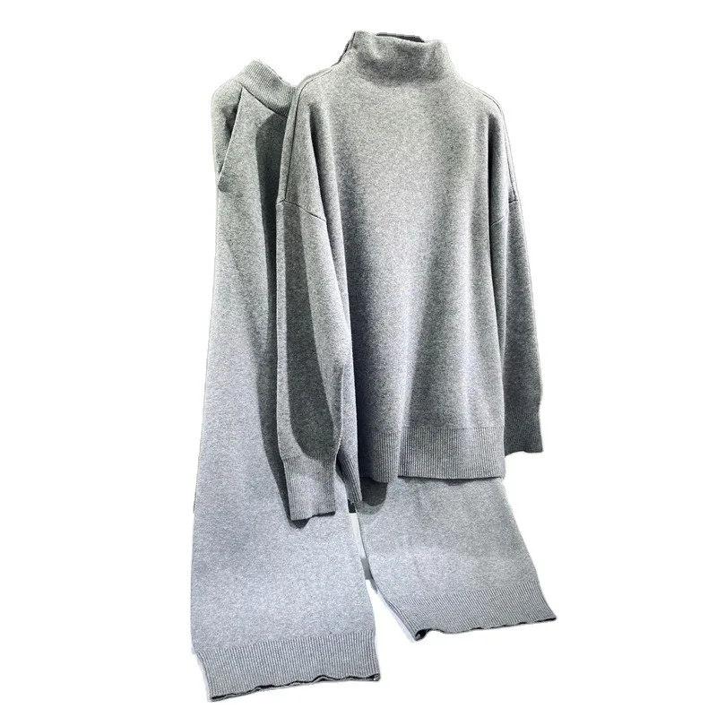 

Womens Oversized spring Rib-Knit Pullover Sweater Top & Long Pants Set 2 Piece Outfits Tracksuit A235