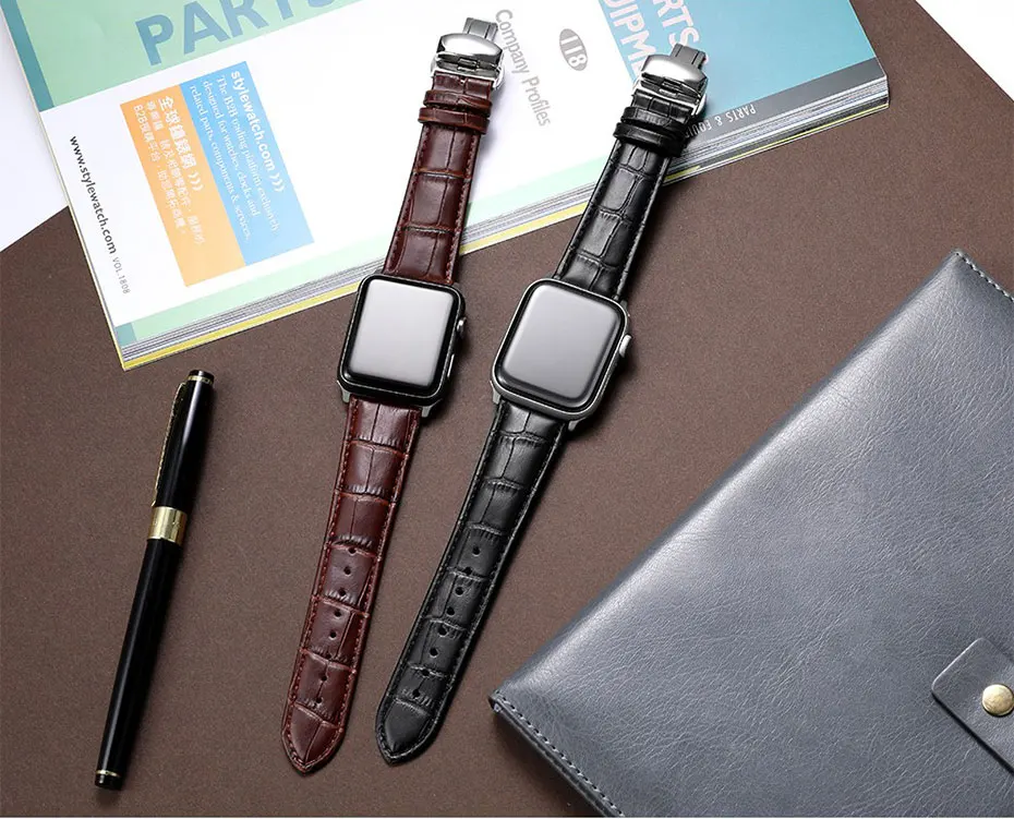 UTHAI A05 ремешок из натуральной кожи для Apple Watch 42 мм 38 мм 44 мм 40 мм сменный ремешок для iWatch 4 3 2 1 браслет
