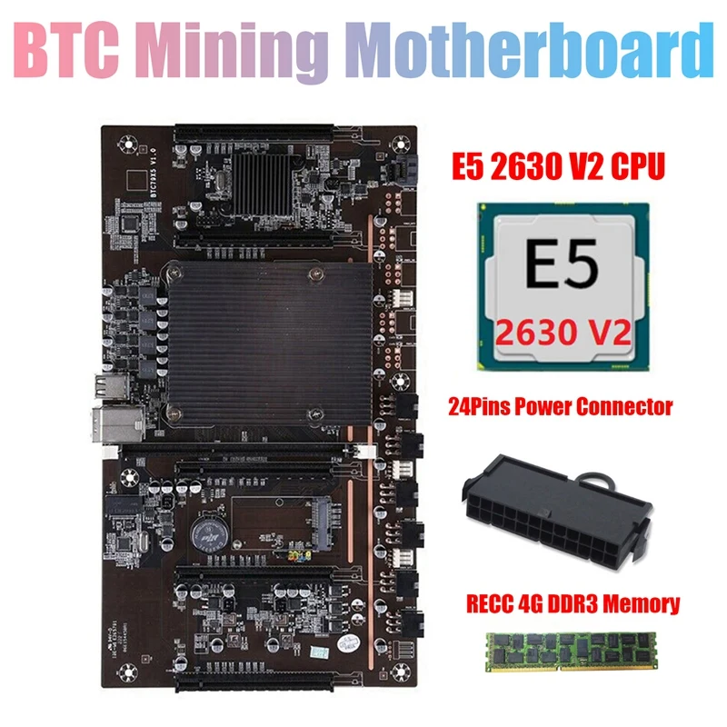 

Материнская плата X79 H61 BTC Miner с ЦП E5 2630 V2 + RECC 4G DDR3 ОЗУ + 24-контактный разъем, Поддержка графического процессора 3060 3070 3080