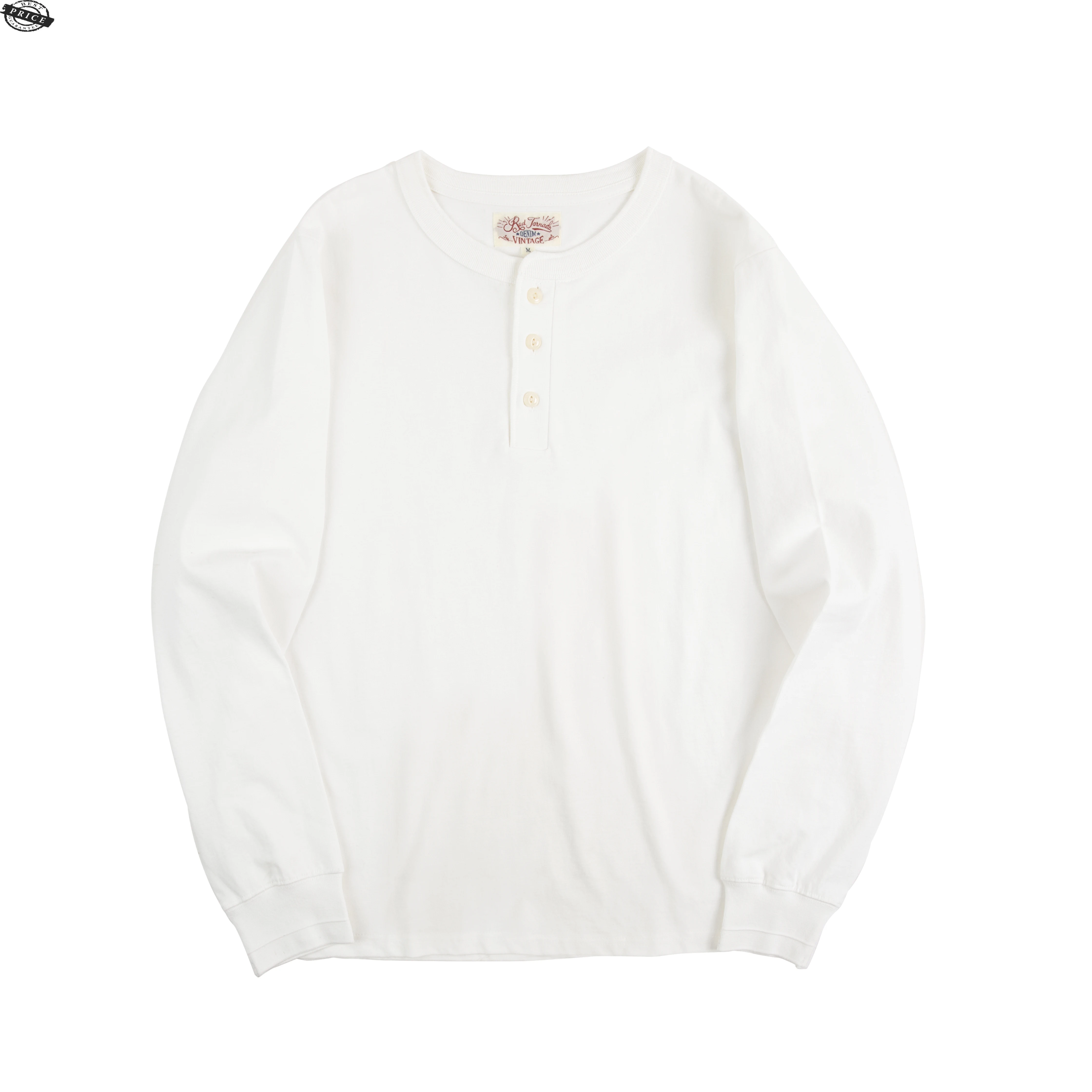 

Size T2-0007 Avfly Mans Asian High Quality 270gsm Casual Long Sleeve 200% Cotton Henley Tee 5 Colours