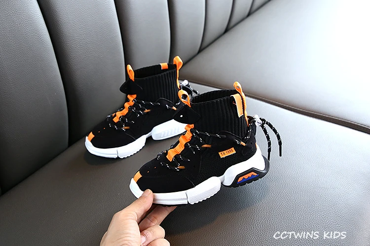 Kids Sock Shoes Autumn Fashion Boys White Casual Shoes Girls Black Sports Sneakers for Children Running Trainers FH2497