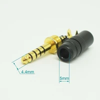 1pc black aluminum shell gold 4 4mm 4 pole repair headphone plug audio connector