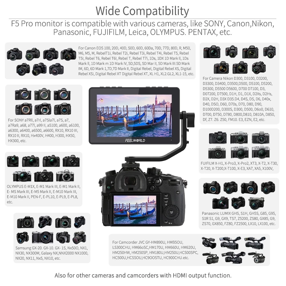 Монитор для камеры FEELWORLD F5 Pro V2 5 дюйма совместимый с HDMI |