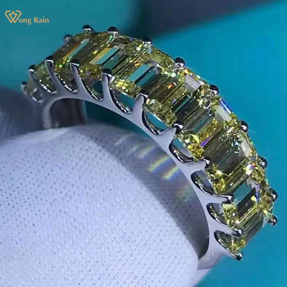 

Классические кольца Wong Rain, 925 пробы, серебристые, изумрудные, 3 карат, D, Moissanite, обручальные кольца, ювелирные изделия по индивидуальному заказ...
