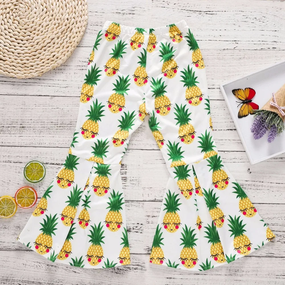 Милые штаны с рисунком ананаса для малышей летняя одежда расклешенные девочек