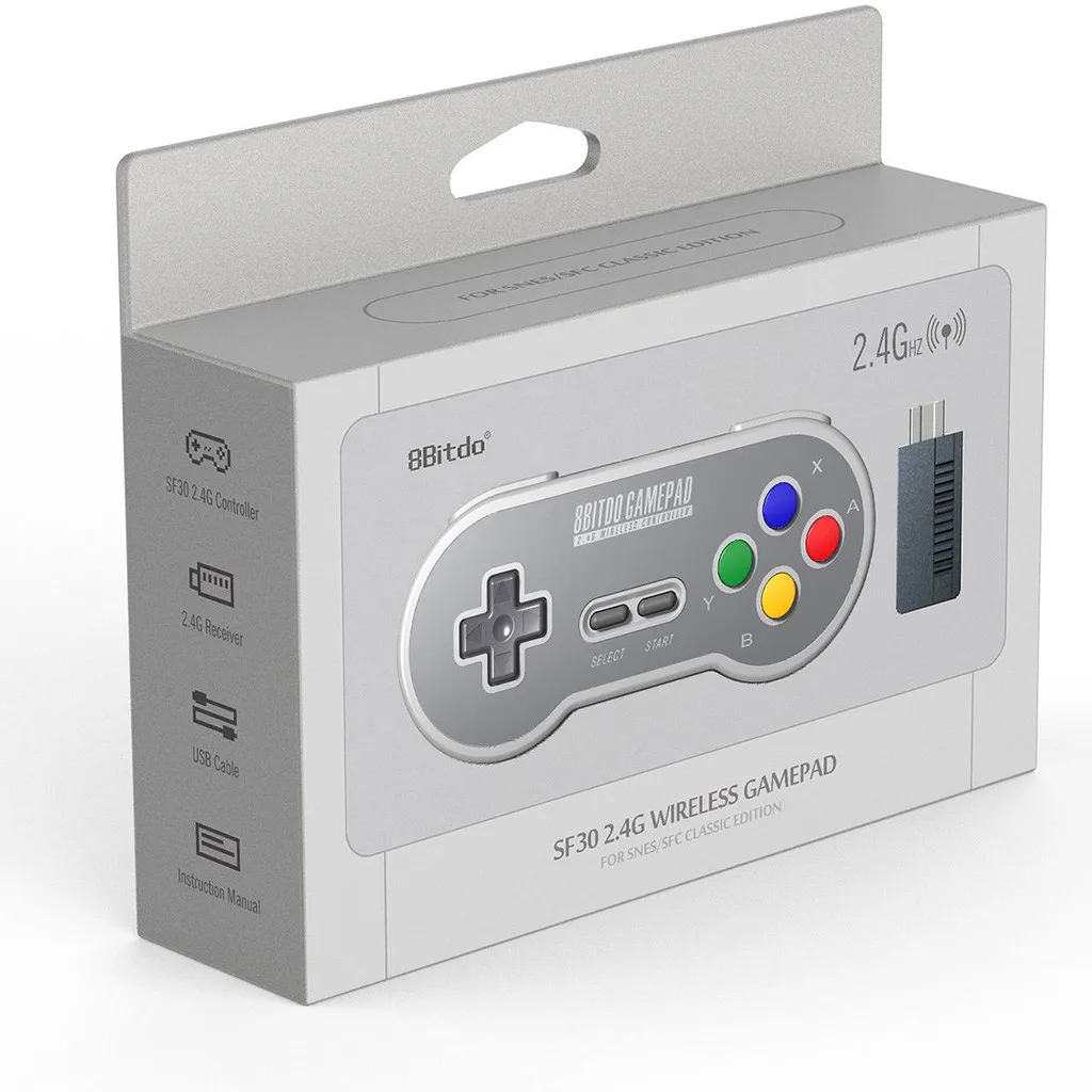 SN30 2,4G беспроводной геймпад с ретро беспроводным приемником для SNES для Windows Mac Os Android 2 цвета