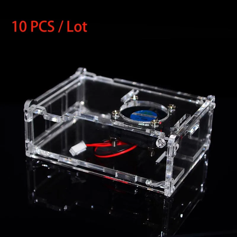 10PC Case and Fan Для Raspberry PI 3 Model B Plus акриловый чехол охлаждающий вентилятор теплоотвод для Raspberry PI 2B PI3 Модель B+ 3B Корпус Корпуса - Цвет: 10PC Case and Fan
