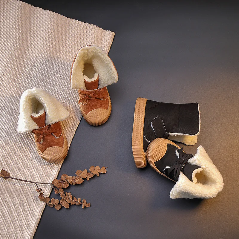

Kids Snow Boots Soft Children's Cotton Shoes Fashion Corduroy Retro Boys Plush Warm Rubber Ankle Boots Casual Girls Sneakers