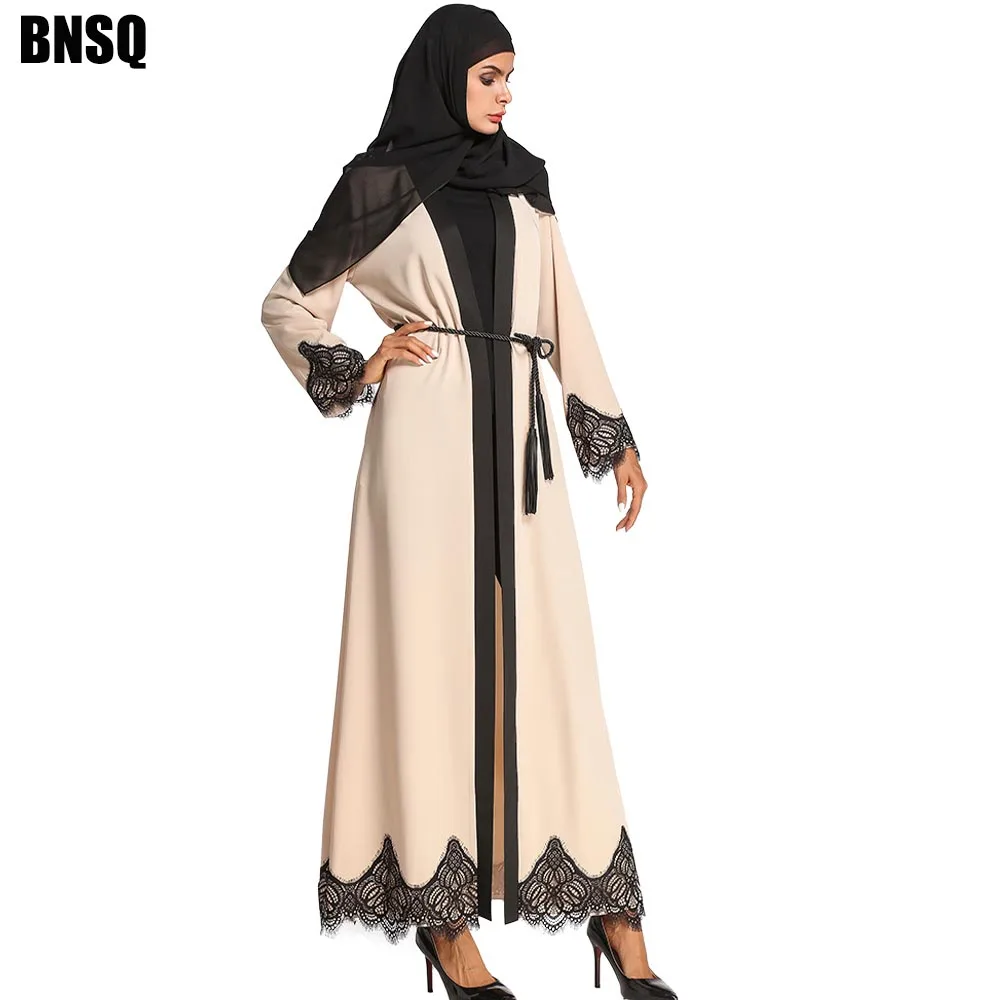 BNSQ мусульманское abaya длинное платье кимоно длинные халаты Jubah Дубай Ближний