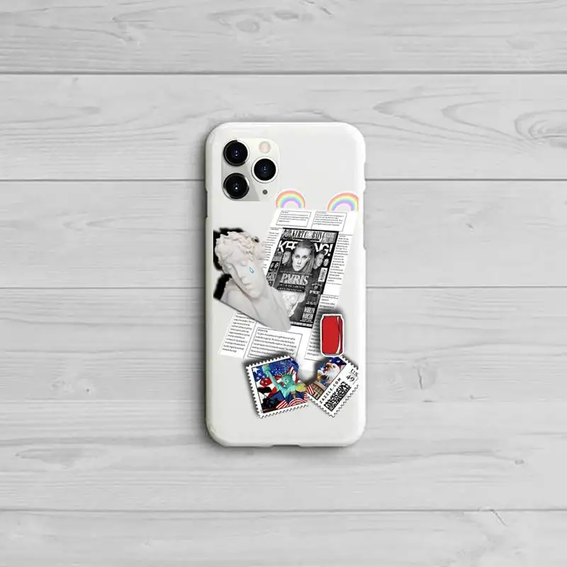

painting Memo retro art ins Phone Case Candy Color White for iPhone 11 pro XS MAX 8 7 6 6S Plus X 5S SE 2020 XR
