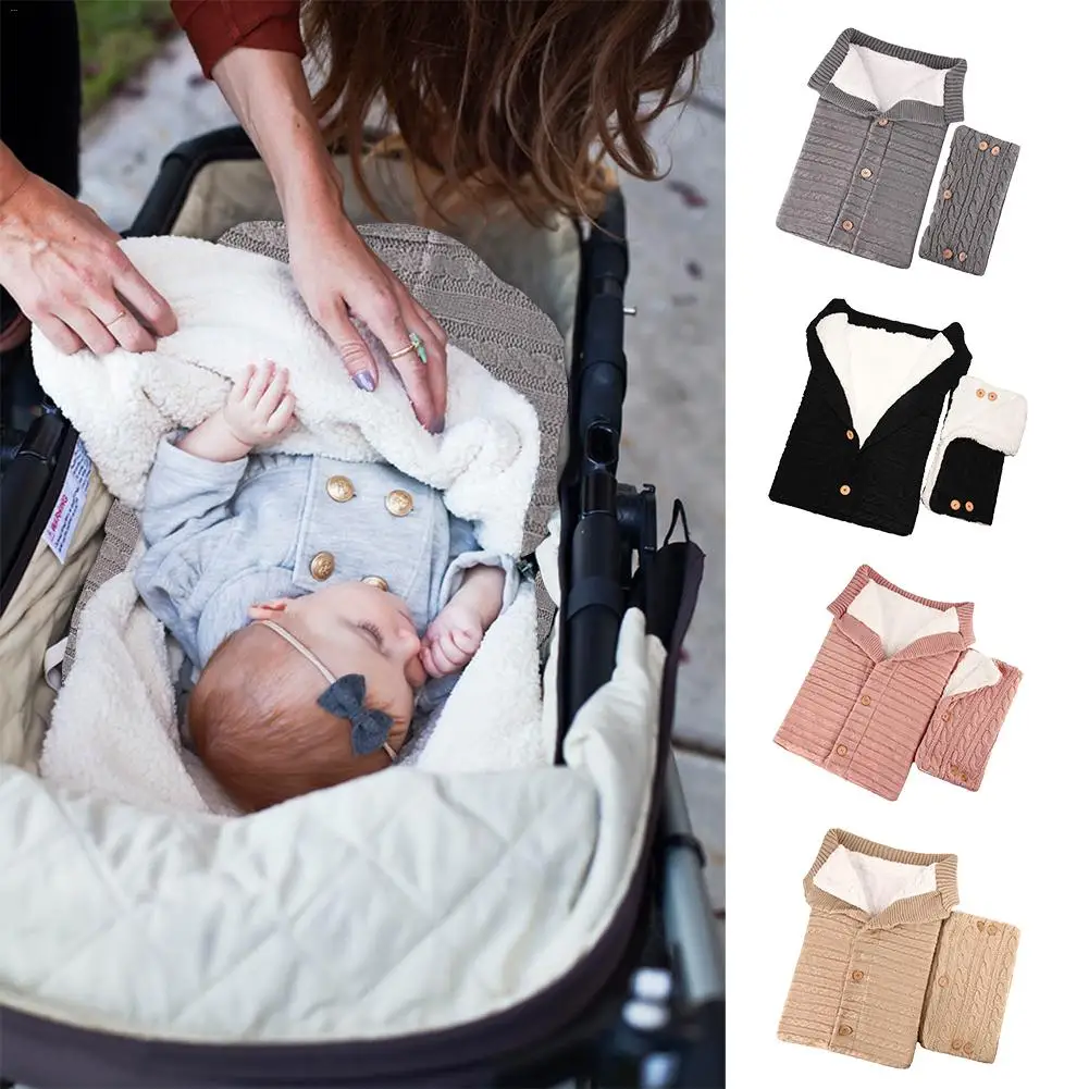 

Newborn Baby Winter Warm Sleeping Bags Infant Button Knit Swaddle Wrap Swaddling Stroller Wrap Toddler Blanket Sleeping Bags