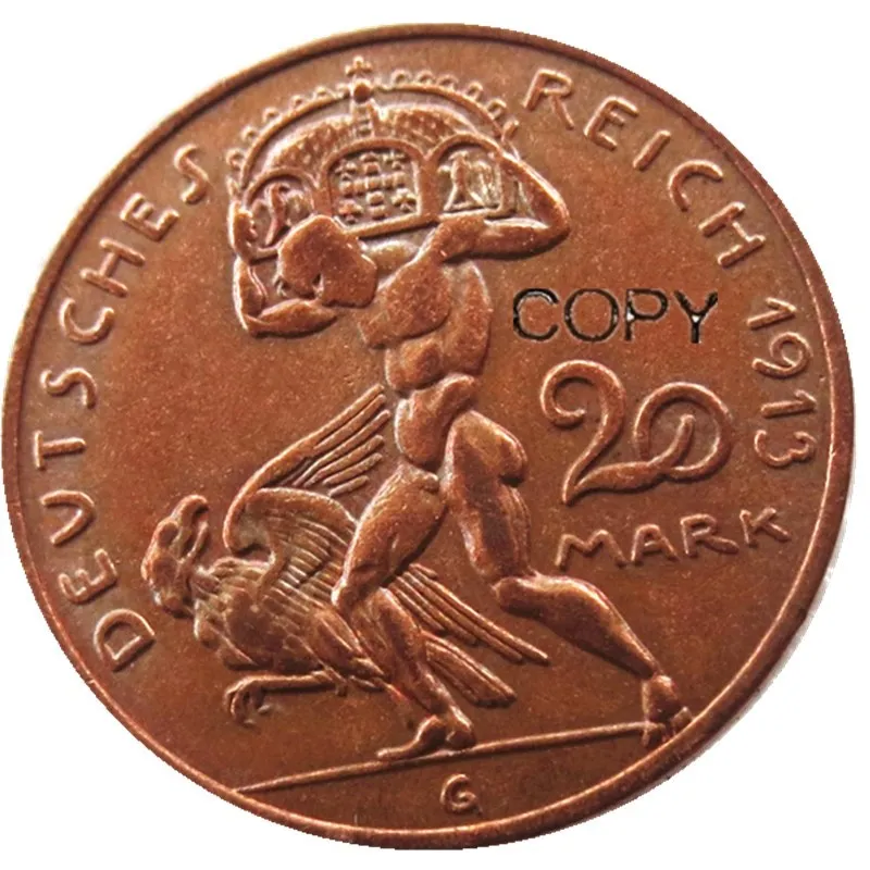Пруссия (немецкий S.) 20 Mark 1913 Proof Bronze Wilhelm II позолоченная или медная монета|coin coins|coin