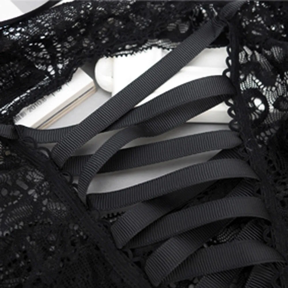 

High Waist Panties Women's Sexy Lingerie Bandage Sexy Bare Imitation Underwear Female Floral Lace Perspective Underpants Briefs