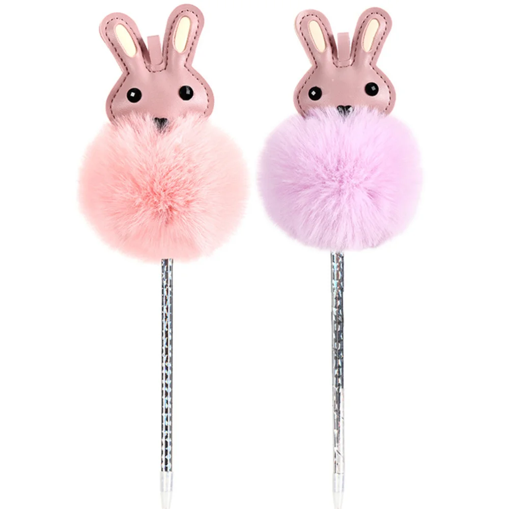 

6pcs Rabbit Pen Plush Pen for Student Kid (Mixed Color 0.55mm)