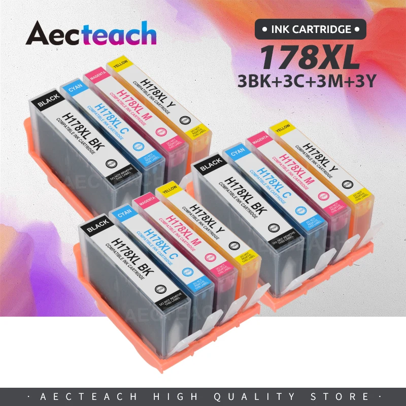 

Aecteach new Printer Ink Cartridge Compatible for HP 178 XL for HP178 178XL Photosmart 5510 5515 6510 7510 B109a B109n B110a