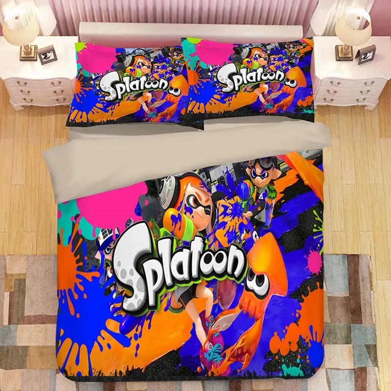 Splatoon мультяшный Комплект постельного белья, пододеяльники, наволочки Splatoon, 2 игровые одеяла, Комплект постельного белья s, постельное белье, Комплект постельного белья - Цвет: 1