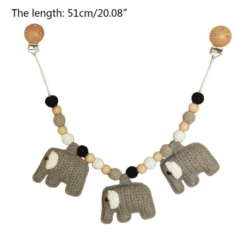 

J60B Pacifier Chain Rattle Pram Clip Baby Stroller Pendant Teether Crochet Beads Elephant Infants Nursing Chewing Toys Shower