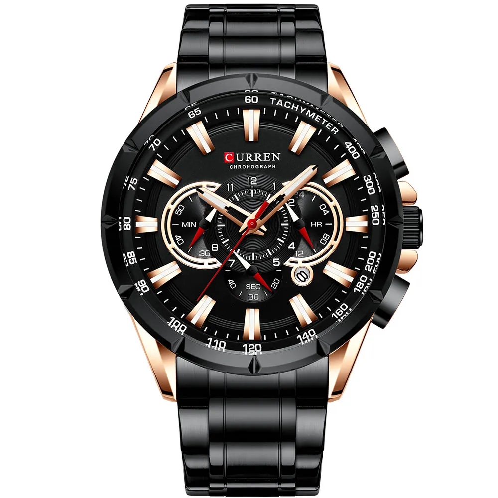 Watches Men CURREN 8363 Brand Men Sport Watches Men's Quartz Clock Man Casual Military Waterproof Wrist Watch relogio masculino - Цвет: Black Rose Gold