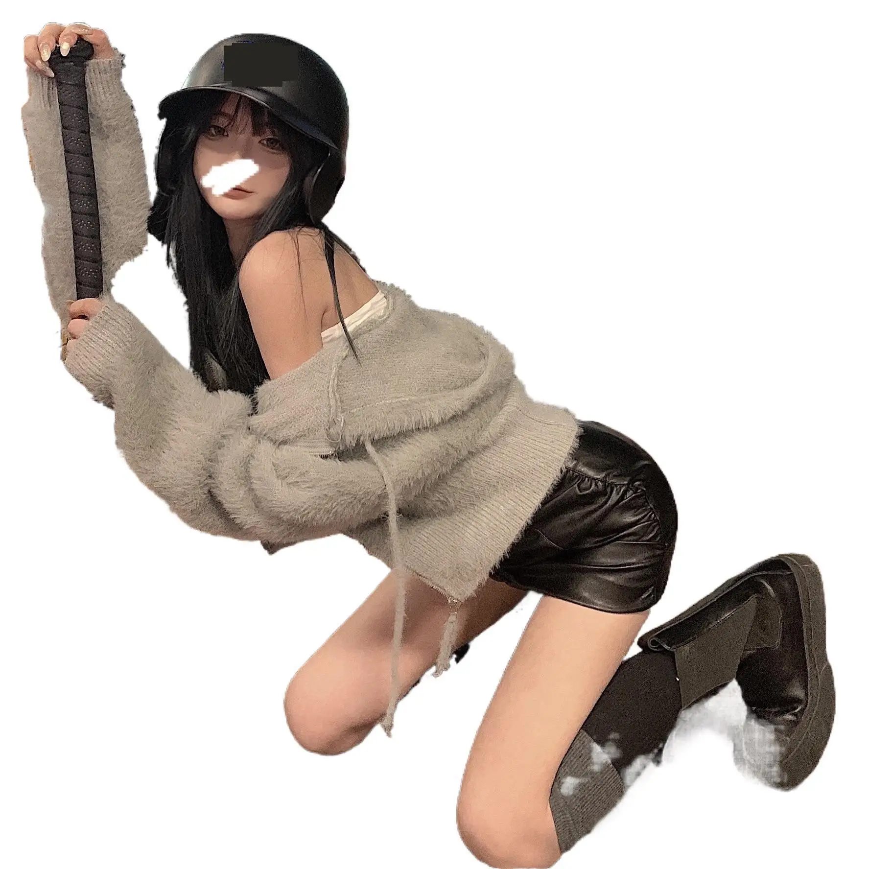 

Sexy Loose Knitted Women Cardigan Casual Zipper Long Sleeve Solid Sweater Cardigan Elegant Autumn Ladies Sweaters Tops