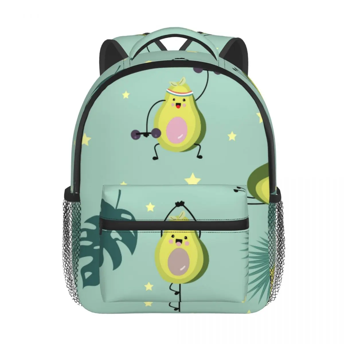 Children Bag Green Avocado With Leaf And Star Kids Bag Kindergarten Preschool Backpack for Boys Girls 3-4-6 Years Old