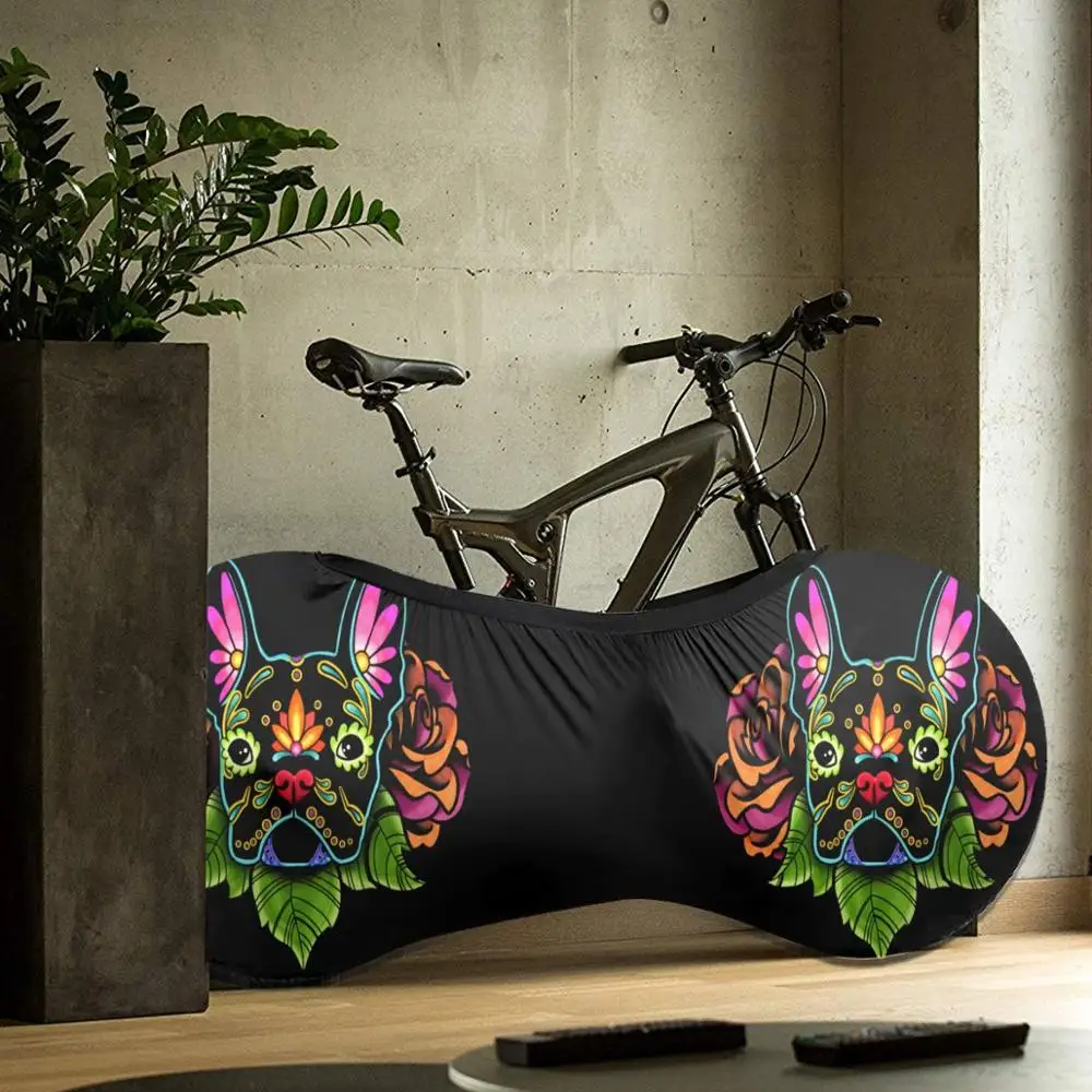 

2020 French Bulldog In Black - Day Of The Dead Sugar Skull Dog outdoor Bike MTB waterproof Bicycle dust cover Custom biking gift