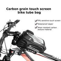 waterproof carbon fabric bike phone bag cycling gps cellphone holder bag 6 4 inch phone case touchscreen bag accessories