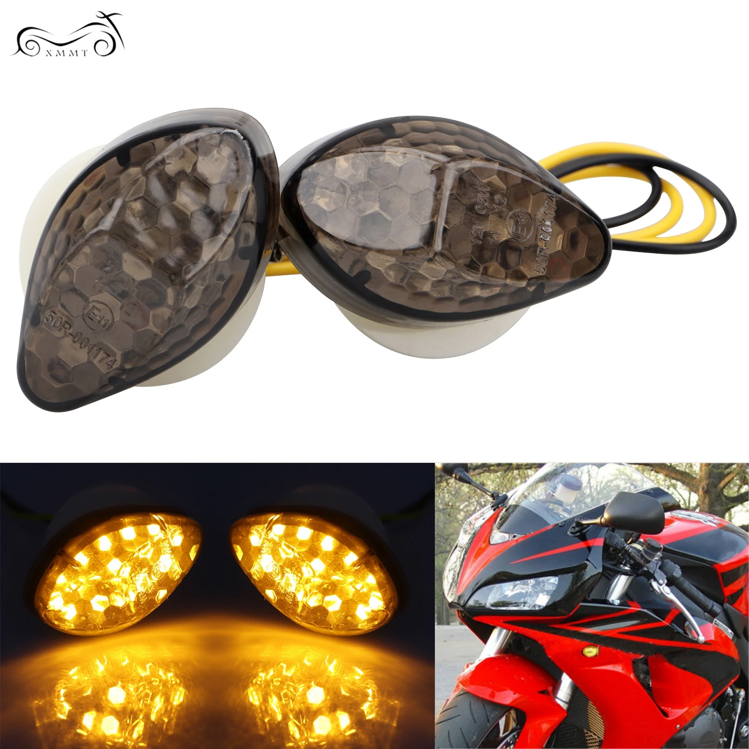 2 шт. 10 мм дым светодиодный утапливаемый поворотный сигнал янтарсветильник