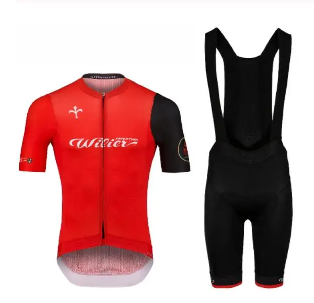 Red Wilier летний короткий рукав Велоспорт Джерси Bib наборы воздухопроницаемая одежда для катания на велосипеде 9D волосипедный костюм Ropa Ciclismo велосипедная одежда - Цвет: Red