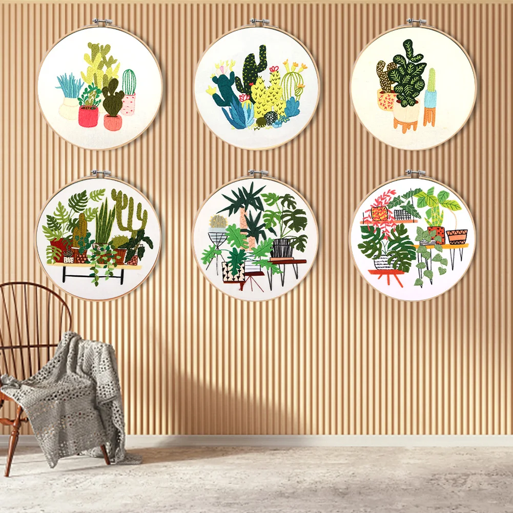 

Набор для вышивки с рисунком цветов и растений, с инструкциями