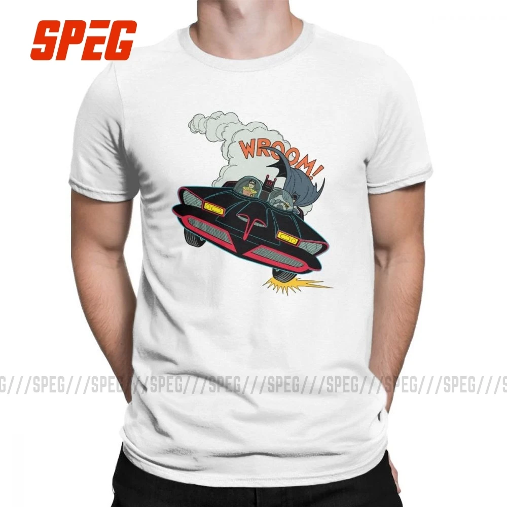 Мужская футболка Batman Batmobile Wroom хлопковые топы Винтажная с коротким рукавом и