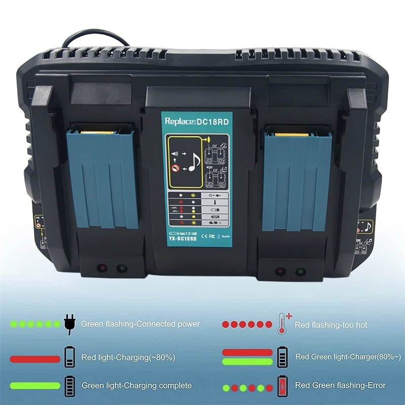 dual battery charger for makita li ion 14 4v 18v bl1830 bl1430 dc18rc dc18ra eu plug 4a charge current 1 usb adapter for phone free global shipping