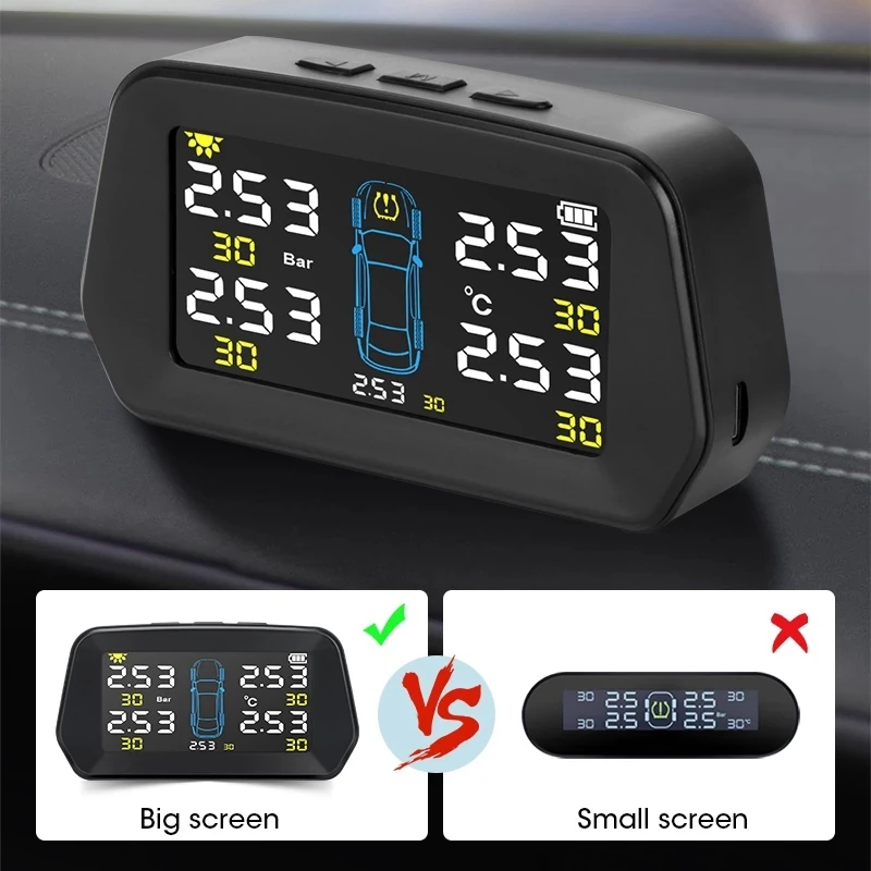 Автомобильный датчик давления в шинах TPMS внешний на солнечных батареях система