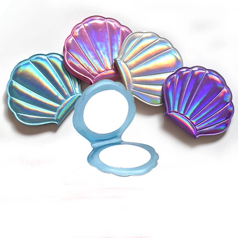 Новое лазерное цветное милое косметическое зеркало двухстороннее складное