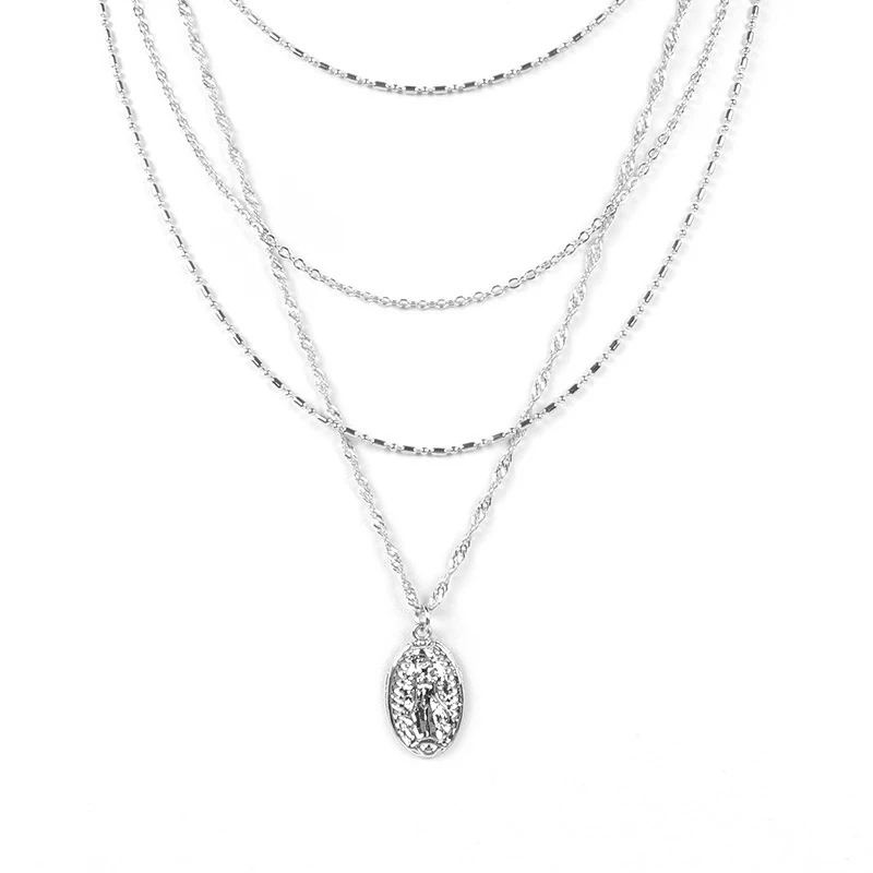 Модное многослойное женское ожерелье с подвеской Богородицы Ювелирное