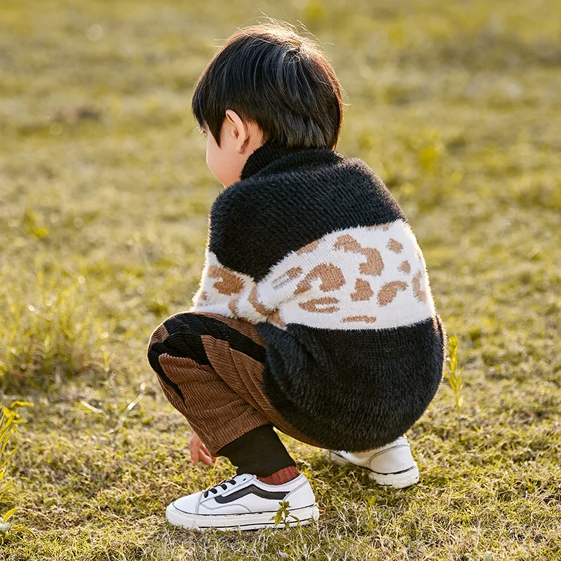 Модные свитера WLG для мальчиков детская теплая одежда в стиле пэчворк 2-7 лет на