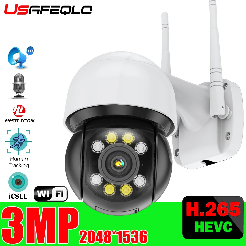 3MP двойной светильник PTZ Wifi камера человека автоматическое отслеживание ONVIF