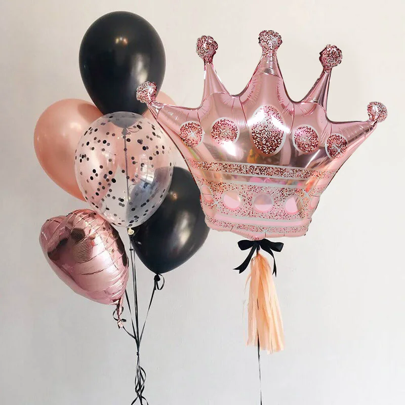 

1pc Large Rose Gold Crown Foil Balloons Kids 1st Girl Adult Happy Birthday Party Decoration Baby Shower Wedding Air Globos