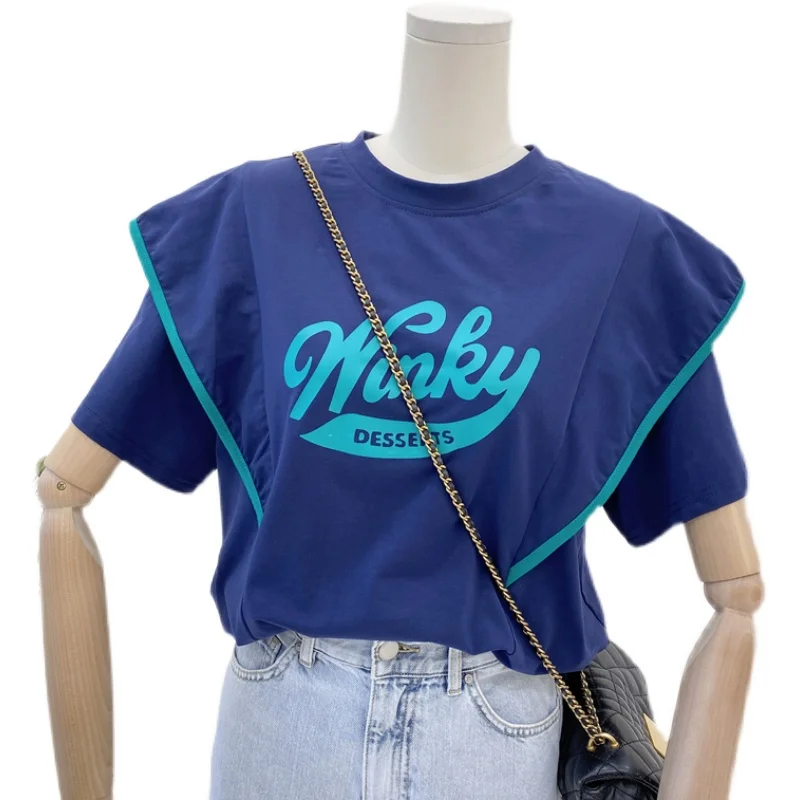 

Letter Print Short Sleeve T Shirt Women's 2021 Summer Korean Style Loose Preppy Style Top Female Cotton Student T Shirt