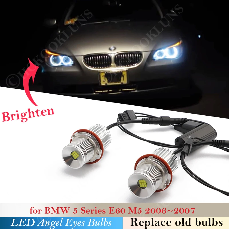

For BMW 1 X5 5 6 7 X3 Series E60 M5 E65 E64 E61 E66 E39 E63 E83 E53 E87 Headlight LED 90W pair Halo Rings Light Angel eyes bulb