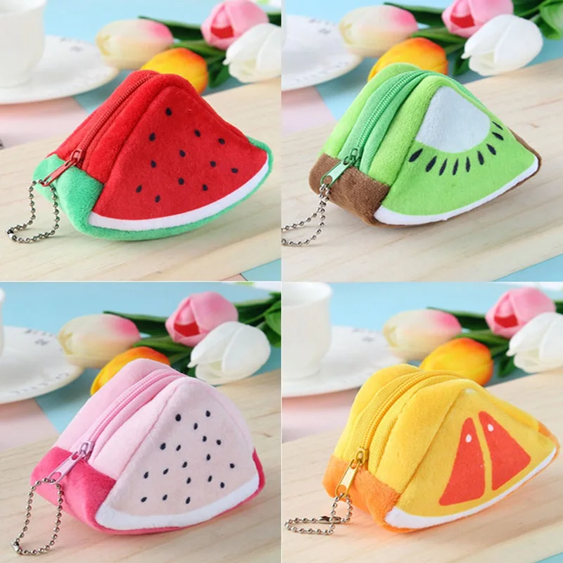 Женский кошелек с фруктами плюшевый Кошелек для монет Детская сумочка денег
