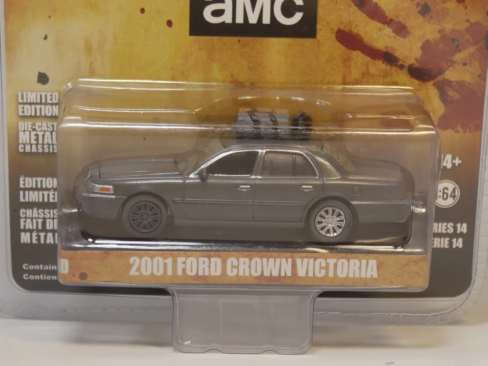 Зеленый свет 1: 64 Ходячие мертвецы amc 2001 Ford Crown Victoria литой модельный автомобиль| |