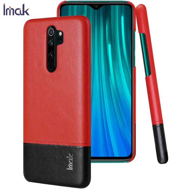 Red and black Роскошные Чехлы Imak Ruiyi для Xiaomi Redmi Note8 Note 8 Pro, тонкий чехол для задней крышки телефона, жесткий чехол для ПУ ПК, деловые обложки - Цвет: Red and black